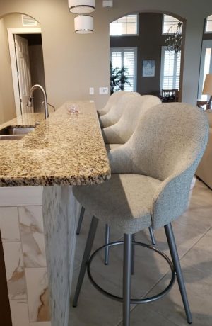 Amisco's Weston Large Swivel 30-inch Bar Stools in Gray and in Transitional Large Kitchen
