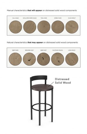 Amisco's Zoe Bar Stool with Distressed Solid Wood Seat