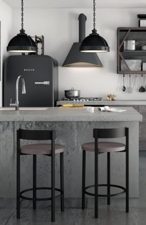 Amisco Zoe Stationary Stool with Wood Seat in Modern Kitchen