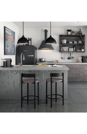 Amisco Zoe Non-Swivel Stool with Wood Seat in Industrial Kitchen