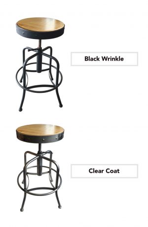 910 Backless Bar Stool in Black Wrinkle and Clear Coat Options