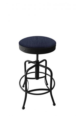 Holland's 910 Adjustable Backless Bar Stool with Graph Anchor Blue Fabric Seat Cushion