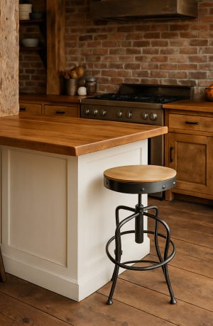 Holland's 910 industrial Metal Backless Bar Stool in Rustic Looking Kitchen
