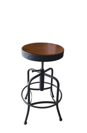 910 Backless Adjustable Screw Bar Stool in Medium / Black Wrinkle