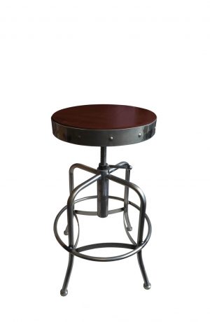 910 Backless Adjustable Screw Bar Stool in Dark Cherry / Clear Coat