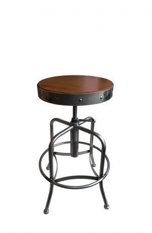 910 Backless Adjustable Screw Bar Stool in Medium / Clear Coat