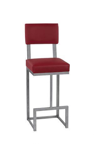 Wesley Allen's Dumas Ultra Modern Bar Stool with Back and Square Sled Legs