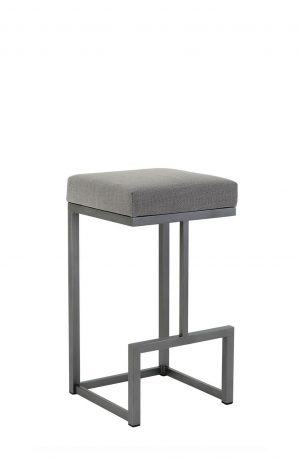 Wesley Allen's Hugo Modern Gray Backless Stool with Square Sled Legs and Seat Cushion