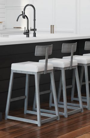 Wesley Allen's Pismo Non-Swivel Bar Stools in High-End Kitchen