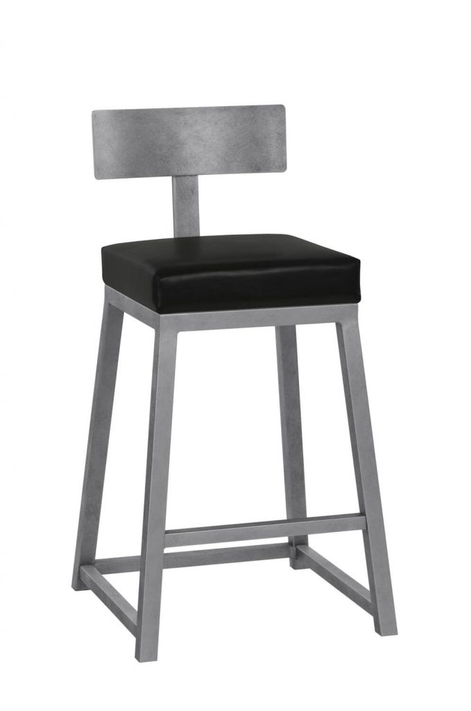 Wesley Allen's Pismo Modern Bar Stool with Back, Square Seat and Square Sled Base