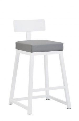 Wesley Allen's Pismo White Modern Bar Stool in Gray Seat Cushion