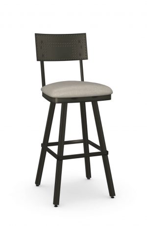 Amisco's Jetson Industrial Metal Swivel Bar Stool with Seat Cushion