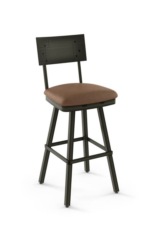 Amisco Jetson Swivel Stool with Embossed Metal Back and Padded Seat