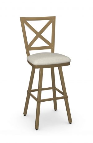 Amisco's Kent Gold Swivel Bar Stool with Cross Back Design
