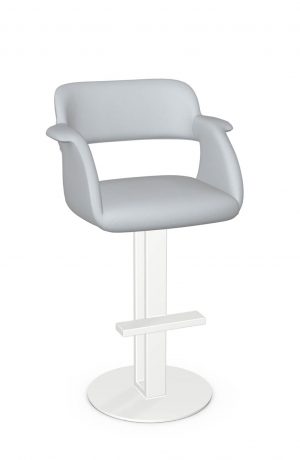 Amisco's Positano White Pedestal Base with Blue Vinyl