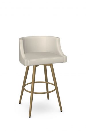 Amisco's Radcliff Luxe Modern Gold Swivel Bar Stool with Low Back