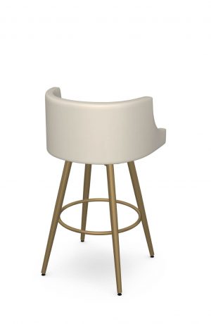 Amisco's Radcliff Luxe Modern Gold Swivel Bar Stool with Low Back - Back View