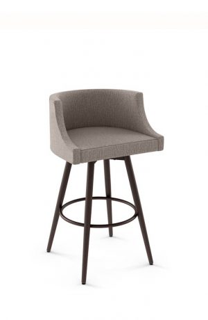 Amisco Radcliff Swivel Stool with Barrel-Shaped Back and Metal Base