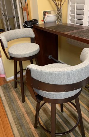 Amisco's Russell High-End Luxury Swivel Upholstered Bar Stools with Low Back