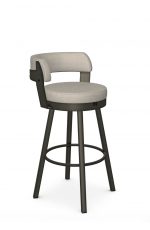 Amisco's Russell Industrial Brown Distressed Swivel Bar Stool with Curved Back