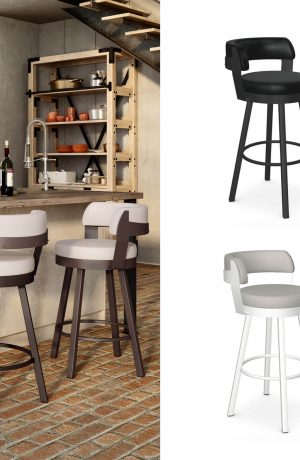 Amisco's Russell Industrial Custom Made Swivel Bar Stool with Back