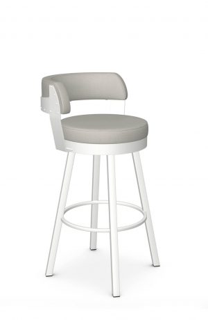 Amisco's Russell Industrial White Swivel Bar Stool with Back