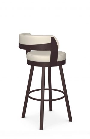Amisco's Russell Industrial Swivel Counter Stool with Curved Back and Seat Cushion - Back View