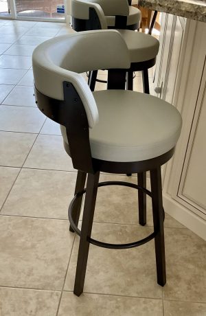 Amisco Russell Industrial Swivel Brown Bar Stool in Customers Kitchen