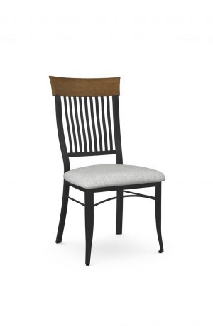 Amisco's Annabelle Traditional Dining Chair with Wood Back, Metal Frame, and Seat Cushion