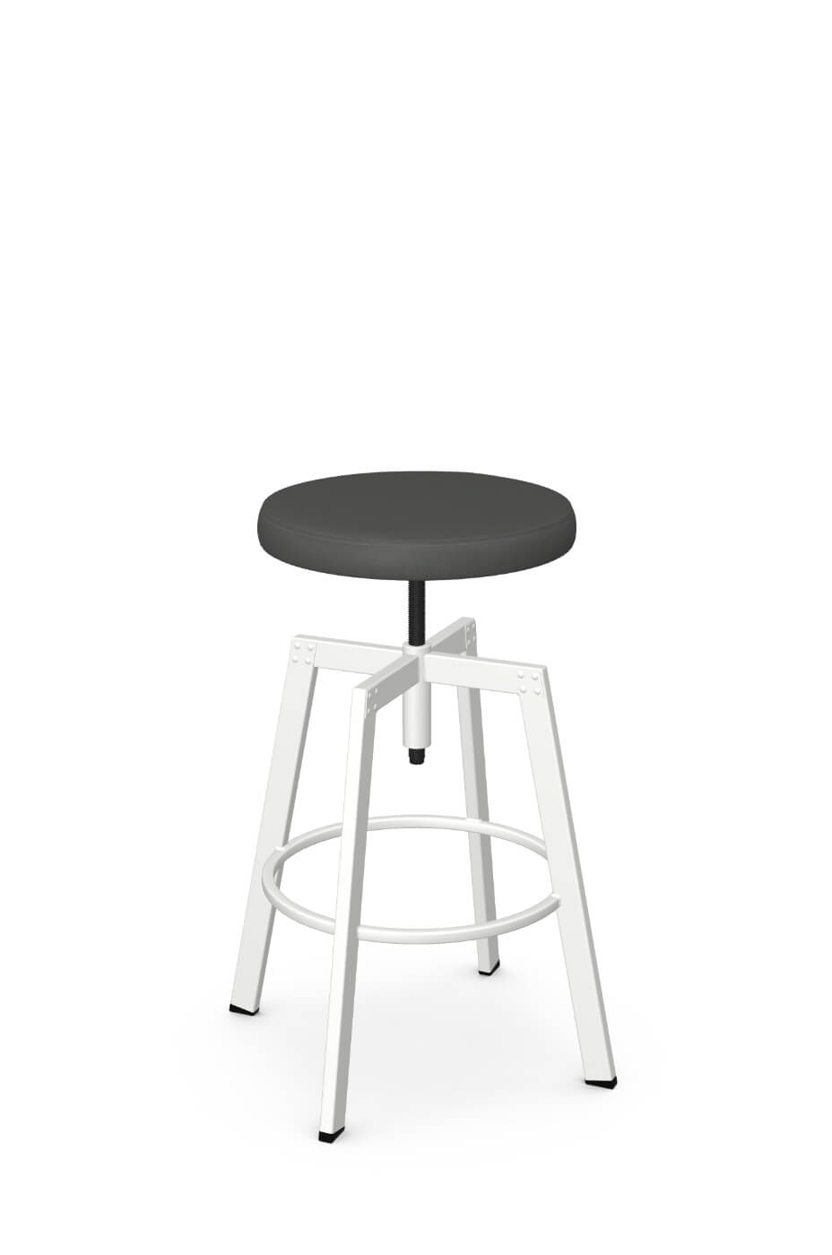 Amisco's Architect Backless Adjustable Screw Bar Stool in White