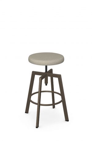 Amisco's Architect Backless Bronze Swivel Bar Stool with Tan Seat Fabric
