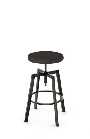 Amisco Architect Backless Screw Stool with Dark Gray Seat Cushion