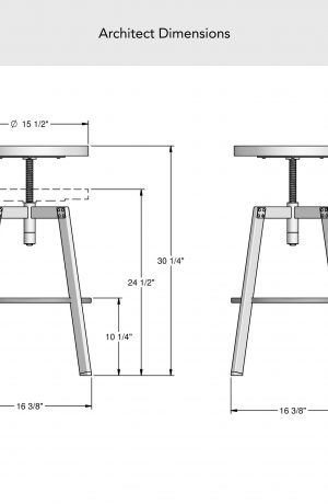 Architect Wood Seat Backless Dimensions