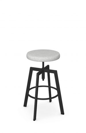 Amisco's Architect Backless Swivel Black Bar Stool with Round Cushion - Adjustable