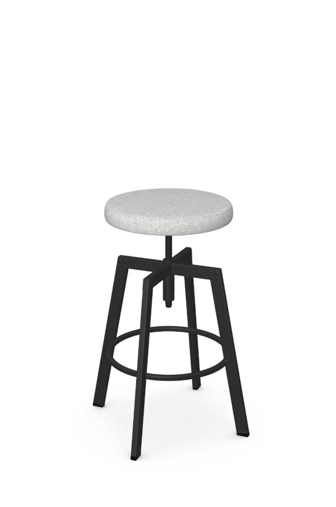 Amisco's Architect Backless Swivel Black Bar Stool with Round Cushion - Adjustable