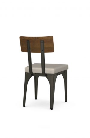Amisco's Architect Industrial Dining Chair with Wood Back, Seat Cushion, and Metal Frame - View of Back