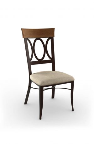 Amisco's Cindy Traditional Metal Dining Chair with Wood Back, Metal Frame, and Seat Cushion