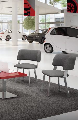 Amisco Easton Dining Chairs in Gray Fabric and Silver Finish