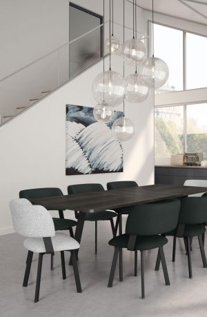 Amisco's Easton Modern Upholstered Dining Chair with Curved Back - In Black and White Modern Dining Space