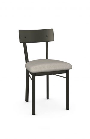 Amisco's Lauren Modern Dining Chair in Dark Brown Metal Finish and Light Tan Seat Cushion