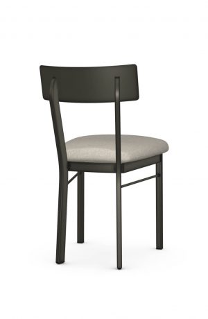 Amisco's Lauren Modern Dining Chair in Dark Brown Metal Finish and Light Tan Seat Cushion - Back Side
