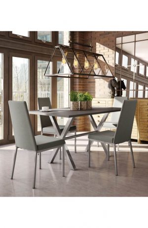 Amisco's Linea Modern Upholstered Dining Chairs in Industrial Modern Dining Room