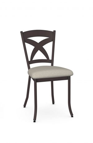 Amisco's Marcus Espresso Brown Metal Dining Chair with Cross Back Design and Square Seat Cushion