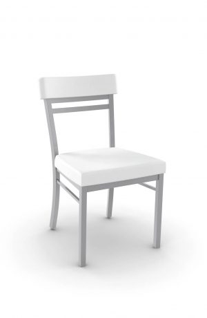 Amisco's Ronny Modern Dining Chair with Padded Back and Seat, Metal Frame in Gray