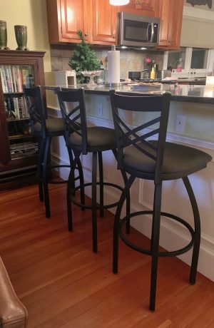 Holland's 820 Catalina Swivel Extra Tall 36" Inch Stools with Back in Black and Brown - Traditional Kitchen
