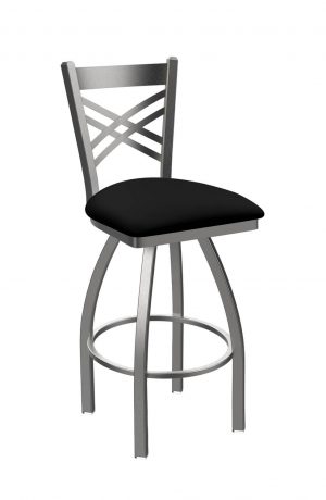 Holland's Catalina 820 Swivel Bar Stool in Stainless Steel and Black Vinyl Seat Cushion