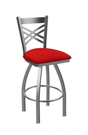 Holland's Catalina 820 Swivel Bar Stool in Stainless Steel and Canter Red Seat Cushion