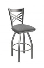 Holland's Catalina 820 Swivel Bar Stool in Stainless Steel and Graph Alpine Gray Seat Cushion