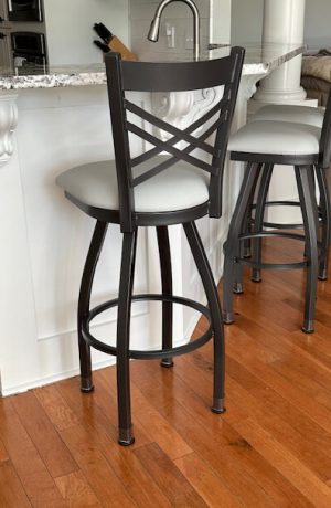 Holland's Catalina Pewter Metal Swivel Bar Stools in Customer's Kitchen