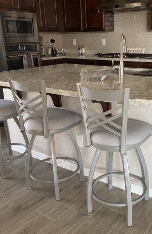 Holland's Catalina Swivel Kitchen Counter Stools in Nickel Finish in Transitional Kitchen